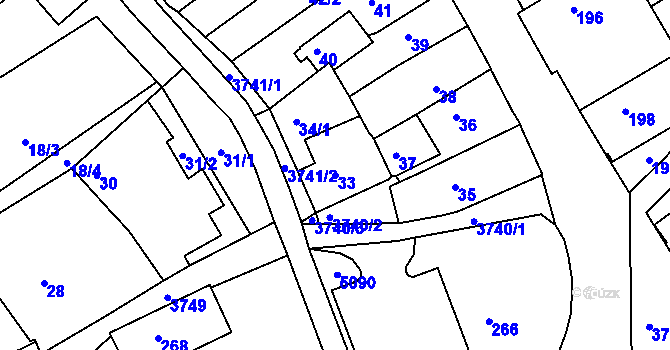 Parcela st. 33 v KÚ Žamberk, Katastrální mapa