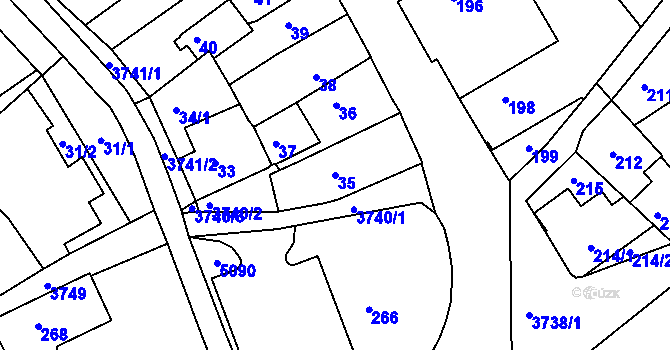 Parcela st. 35 v KÚ Žamberk, Katastrální mapa