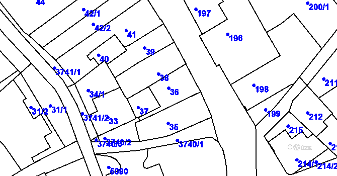 Parcela st. 36 v KÚ Žamberk, Katastrální mapa