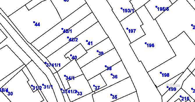 Parcela st. 39 v KÚ Žamberk, Katastrální mapa