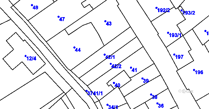 Parcela st. 42/1 v KÚ Žamberk, Katastrální mapa