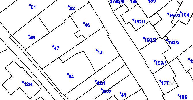 Parcela st. 43 v KÚ Žamberk, Katastrální mapa