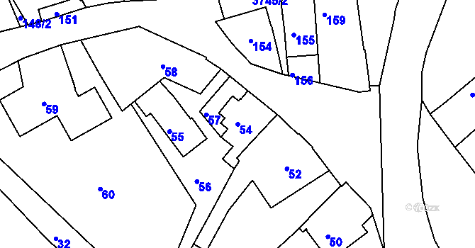 Parcela st. 54 v KÚ Žamberk, Katastrální mapa
