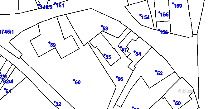 Parcela st. 55 v KÚ Žamberk, Katastrální mapa