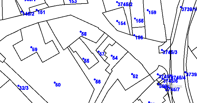 Parcela st. 57 v KÚ Žamberk, Katastrální mapa