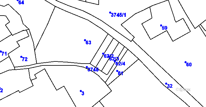 Parcela st. 62/2 v KÚ Žamberk, Katastrální mapa