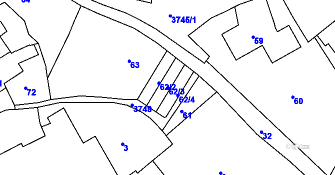 Parcela st. 62/3 v KÚ Žamberk, Katastrální mapa