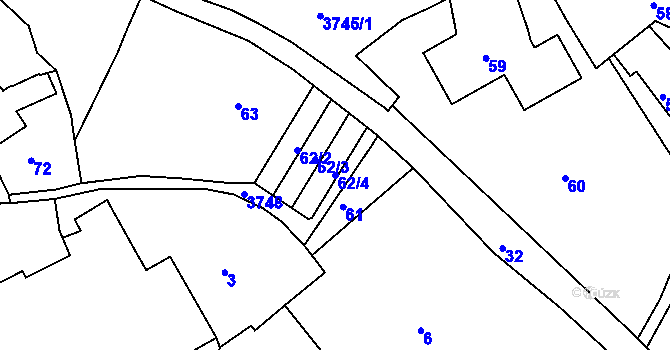 Parcela st. 62/4 v KÚ Žamberk, Katastrální mapa