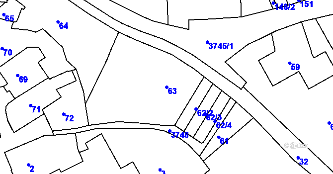 Parcela st. 63 v KÚ Žamberk, Katastrální mapa