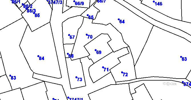 Parcela st. 69 v KÚ Žamberk, Katastrální mapa