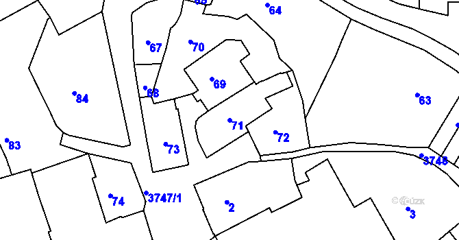 Parcela st. 71 v KÚ Žamberk, Katastrální mapa