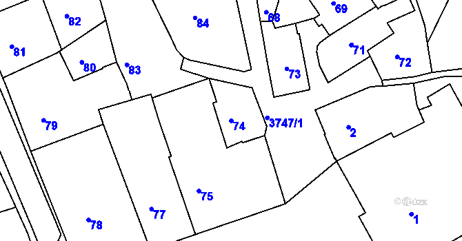 Parcela st. 74 v KÚ Žamberk, Katastrální mapa