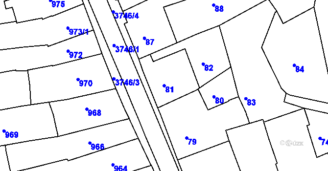 Parcela st. 81 v KÚ Žamberk, Katastrální mapa