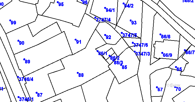 Parcela st. 86/1 v KÚ Žamberk, Katastrální mapa