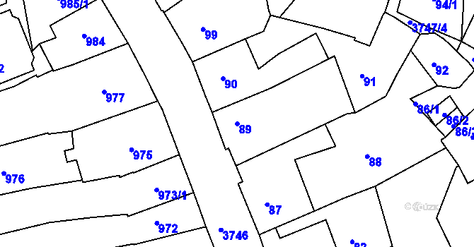 Parcela st. 89 v KÚ Žamberk, Katastrální mapa