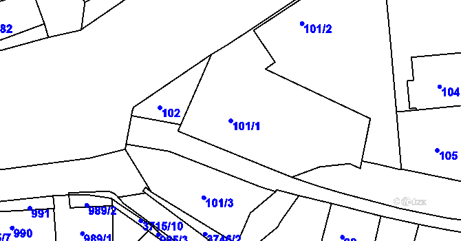 Parcela st. 101/1 v KÚ Žamberk, Katastrální mapa