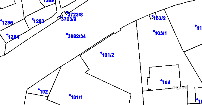 Parcela st. 101/2 v KÚ Žamberk, Katastrální mapa