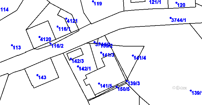 Parcela st. 141/3 v KÚ Žamberk, Katastrální mapa