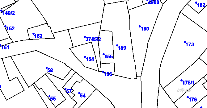 Parcela st. 155 v KÚ Žamberk, Katastrální mapa