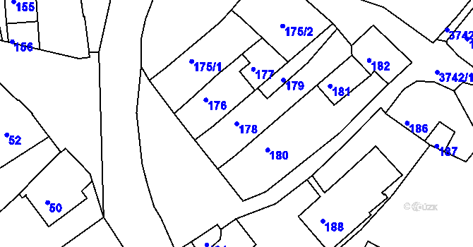 Parcela st. 178 v KÚ Žamberk, Katastrální mapa