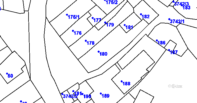 Parcela st. 180 v KÚ Žamberk, Katastrální mapa
