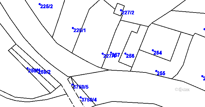 Parcela st. 227/1 v KÚ Žamberk, Katastrální mapa