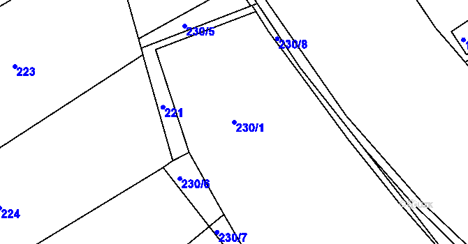 Parcela st. 230/1 v KÚ Žamberk, Katastrální mapa
