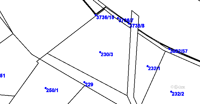 Parcela st. 230/3 v KÚ Žamberk, Katastrální mapa