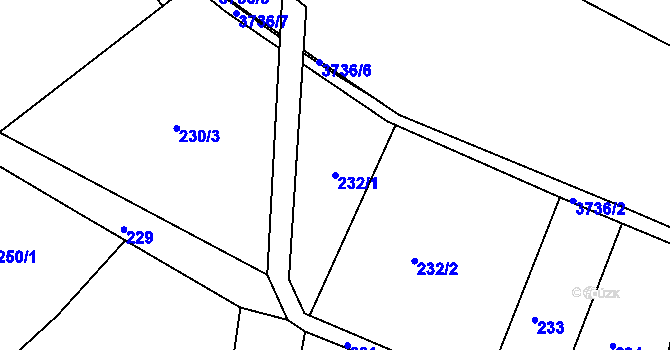 Parcela st. 232/1 v KÚ Žamberk, Katastrální mapa