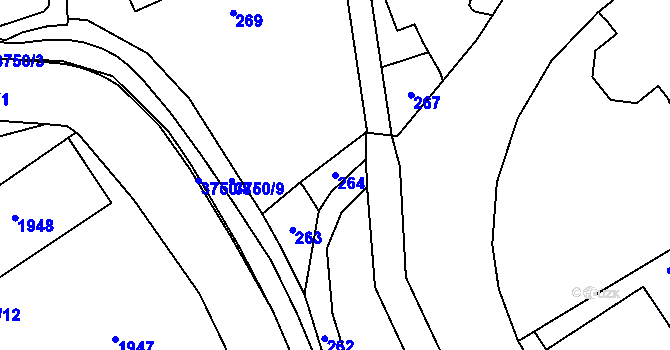 Parcela st. 264 v KÚ Žamberk, Katastrální mapa