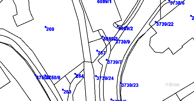 Parcela st. 267 v KÚ Žamberk, Katastrální mapa