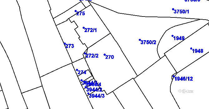 Parcela st. 270 v KÚ Žamberk, Katastrální mapa