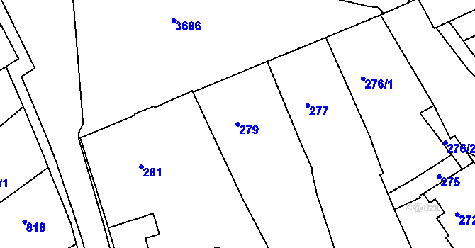Parcela st. 279 v KÚ Žamberk, Katastrální mapa