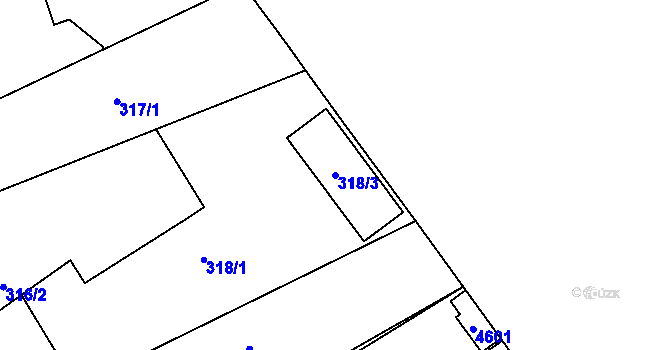 Parcela st. 318/3 v KÚ Žamberk, Katastrální mapa