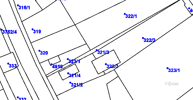 Parcela st. 321/3 v KÚ Žamberk, Katastrální mapa