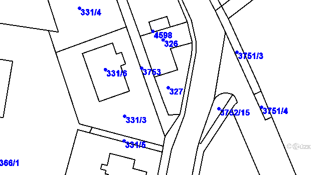 Parcela st. 327 v KÚ Žamberk, Katastrální mapa