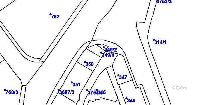 Parcela st. 349/1 v KÚ Žamberk, Katastrální mapa