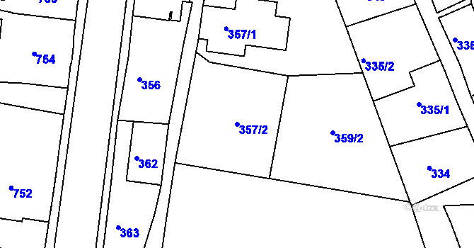 Parcela st. 357/2 v KÚ Žamberk, Katastrální mapa