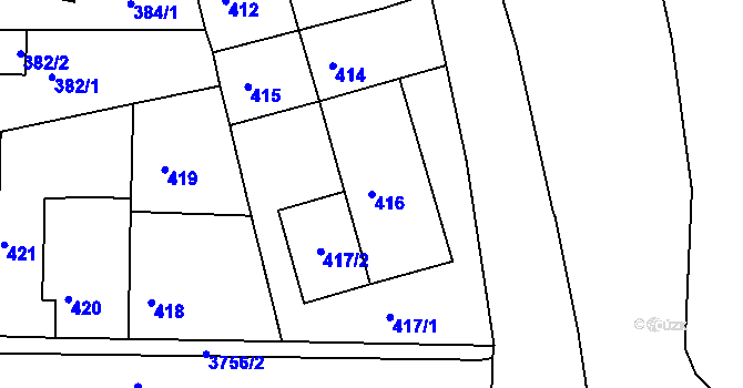 Parcela st. 416 v KÚ Žamberk, Katastrální mapa