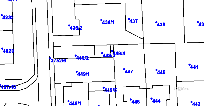 Parcela st. 449/3 v KÚ Žamberk, Katastrální mapa