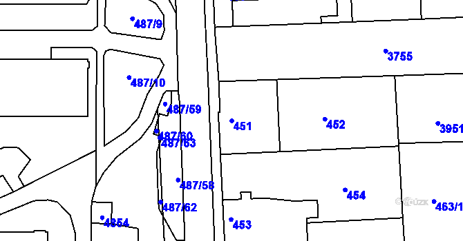 Parcela st. 451 v KÚ Žamberk, Katastrální mapa