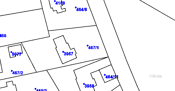 Parcela st. 467/1 v KÚ Žamberk, Katastrální mapa