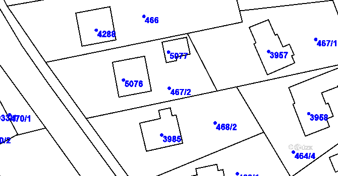 Parcela st. 467/2 v KÚ Žamberk, Katastrální mapa