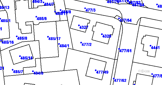 Parcela st. 477/2 v KÚ Žamberk, Katastrální mapa