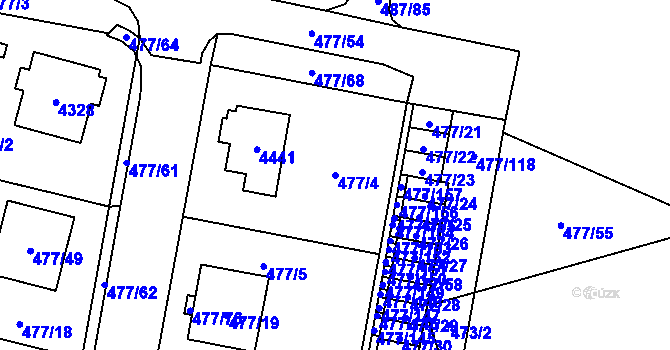 Parcela st. 477/4 v KÚ Žamberk, Katastrální mapa