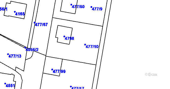 Parcela st. 477/10 v KÚ Žamberk, Katastrální mapa