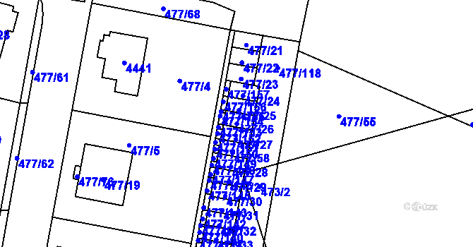 Parcela st. 477/26 v KÚ Žamberk, Katastrální mapa