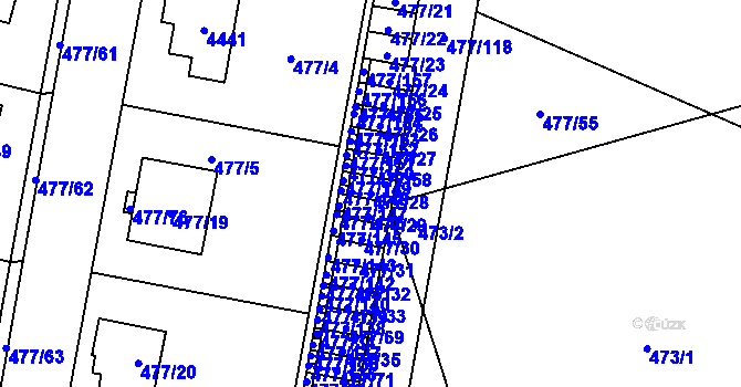 Parcela st. 477/28 v KÚ Žamberk, Katastrální mapa