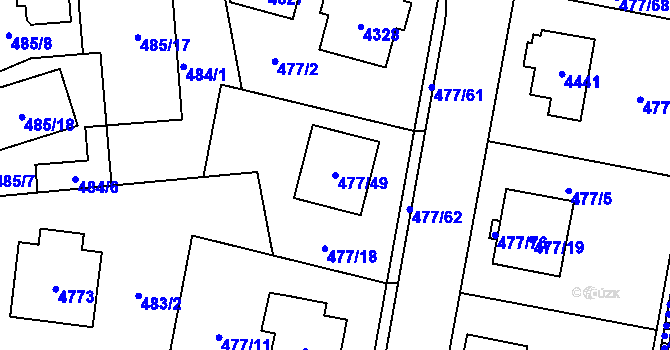 Parcela st. 477/49 v KÚ Žamberk, Katastrální mapa