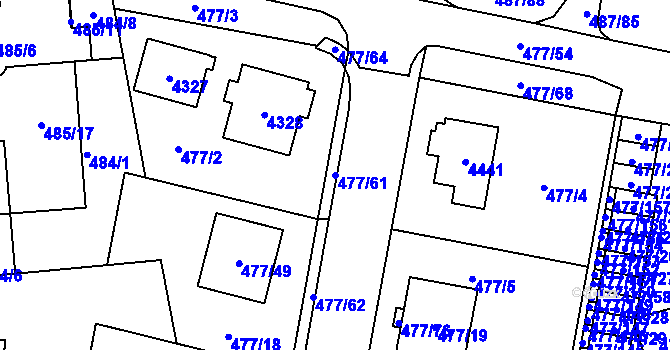 Parcela st. 477/61 v KÚ Žamberk, Katastrální mapa